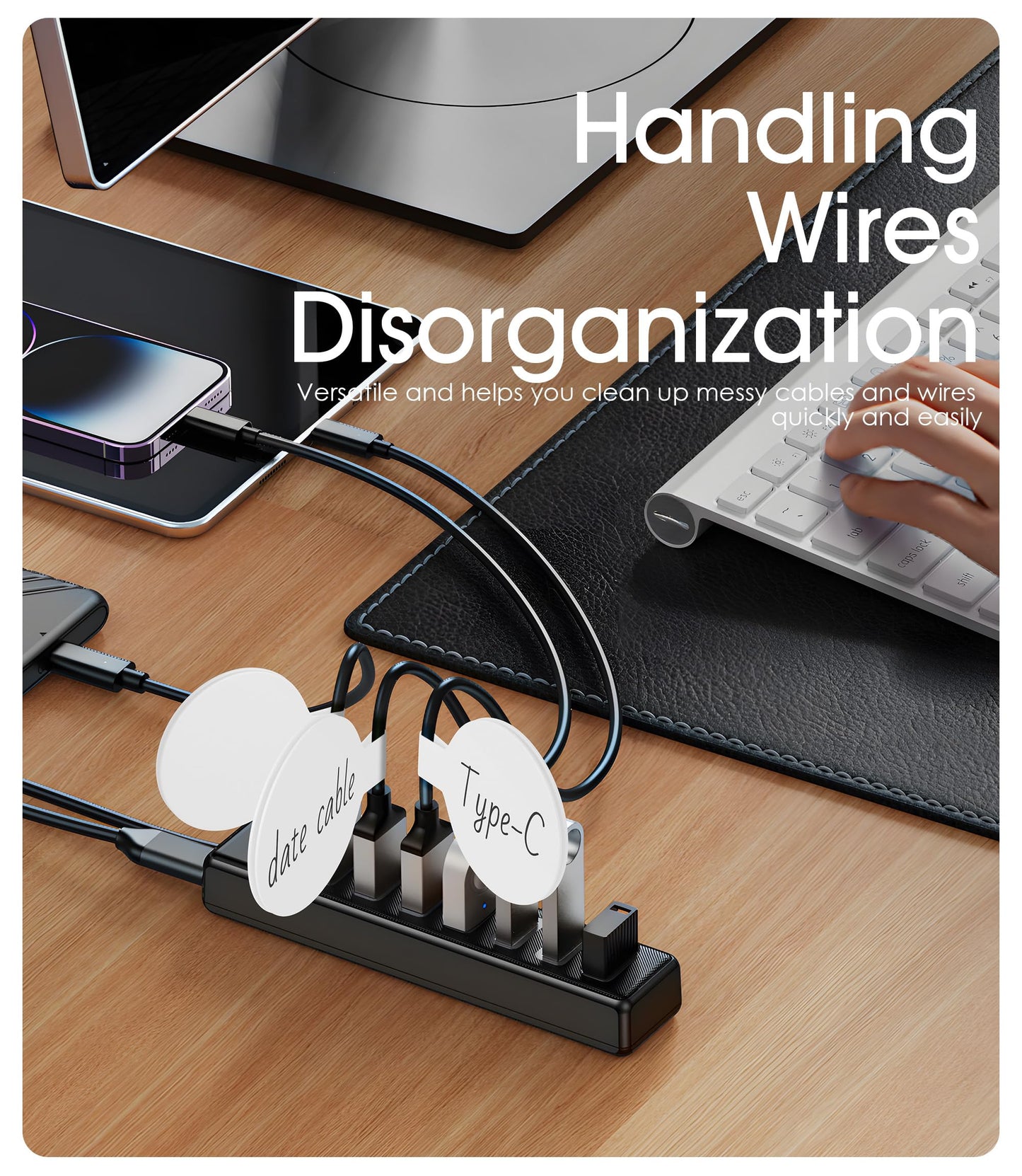 32Pcs Nearockle Cable Labels and Silicone Cable Ties Value Cable Management Set, 20 Cable Ties+12 Cord Labels for Electronics, Travel Home Office Desk Wire Organization(Black&White)