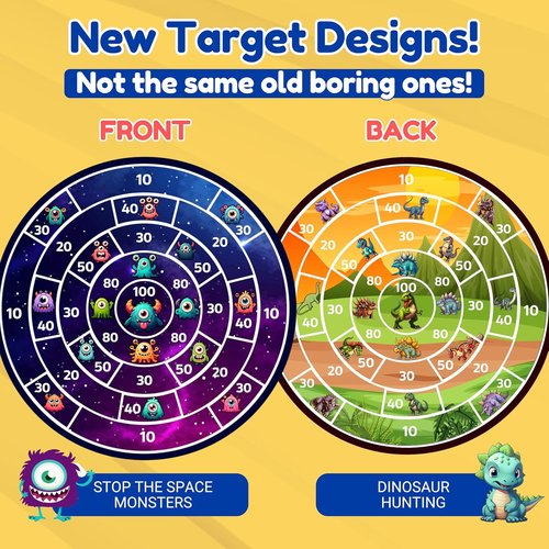 Lula Brands Dart Board - Double-Sided Indoor/Outdoor Game for Kids | 29” with Sticky Darts & Backpack