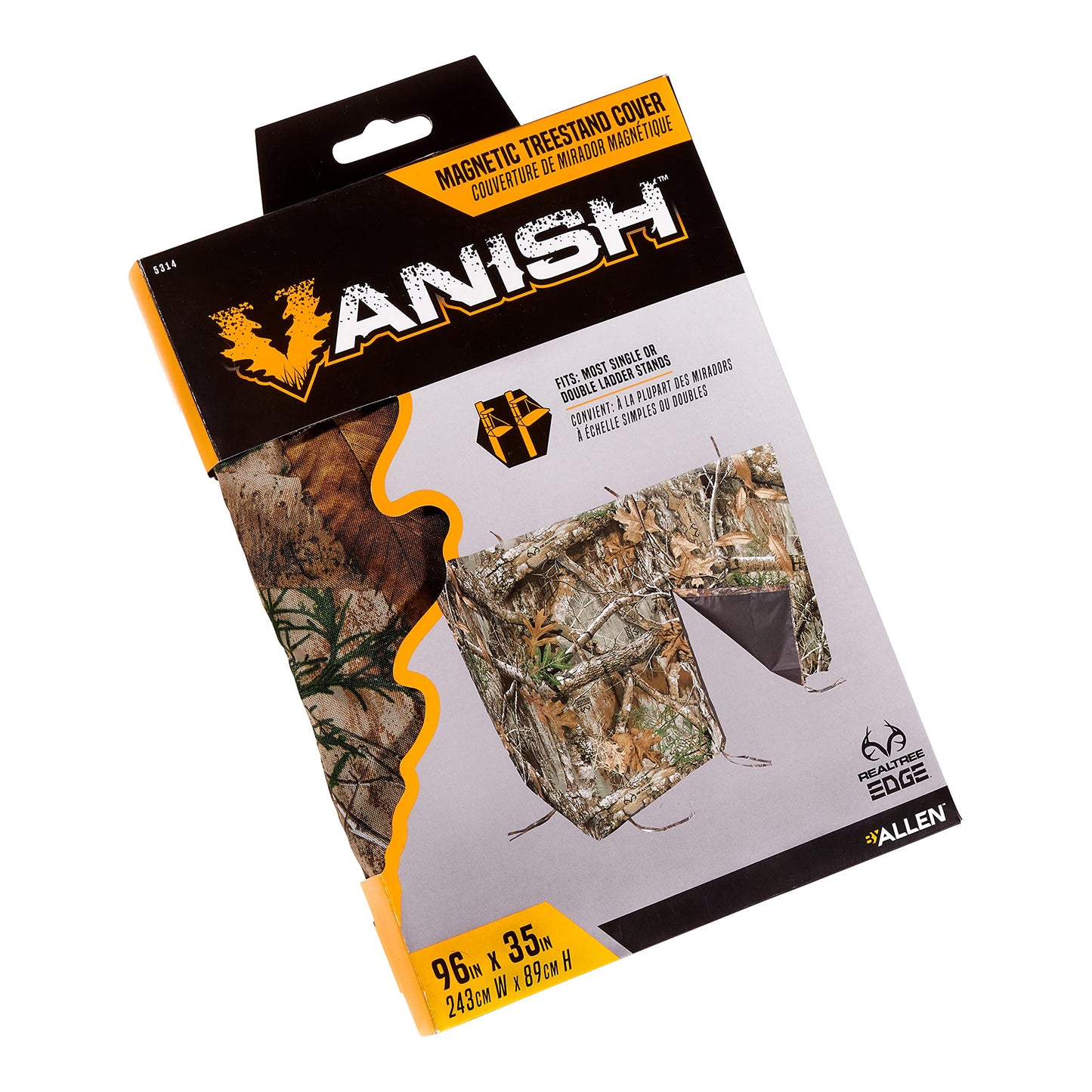 Allen Company Vanish Magnetic Treestand Cover Blind Kit - Tree Stand Camo Blind Cover for Deer, Elk, and Moose Hunting - Quick Set Up and Take Down - Realtree Edge Camo - 35" x 96"
