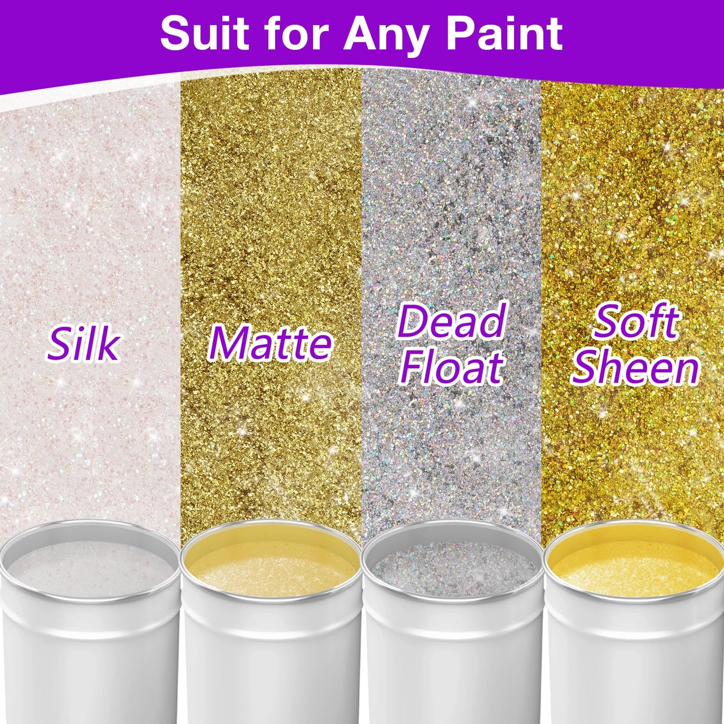 TORC Gold Glitter Paint Additive - Multi-Size Glitter Powder for Acrylic Paint, Walls, Wood Furniture & Crafts (200g/7oz) - Interior/Exterior Use on All Finishes