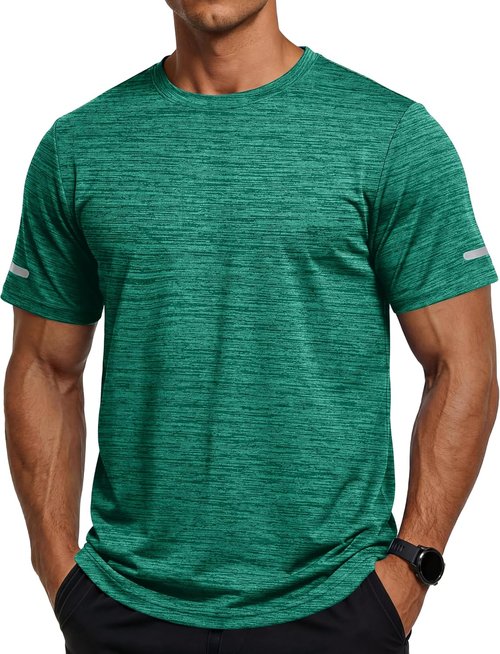 MAGCOMSEN Men's Athletic Workout Shirt - Quick Dry, Moisture-Wicking Crewneck Tee for Gym & Running