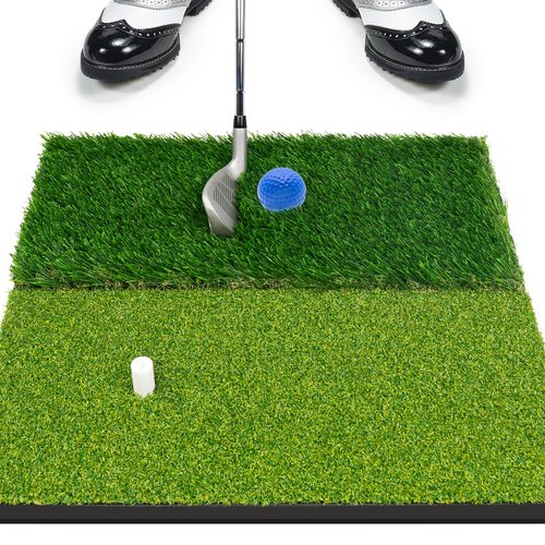 Foldable Golf Hitting Mat Dual-Turf Golf Practice Mat Portable Design Fairway and Rough Grass Surfaces Ideal for Backyard Office and Travel Swing & Chipping Practice