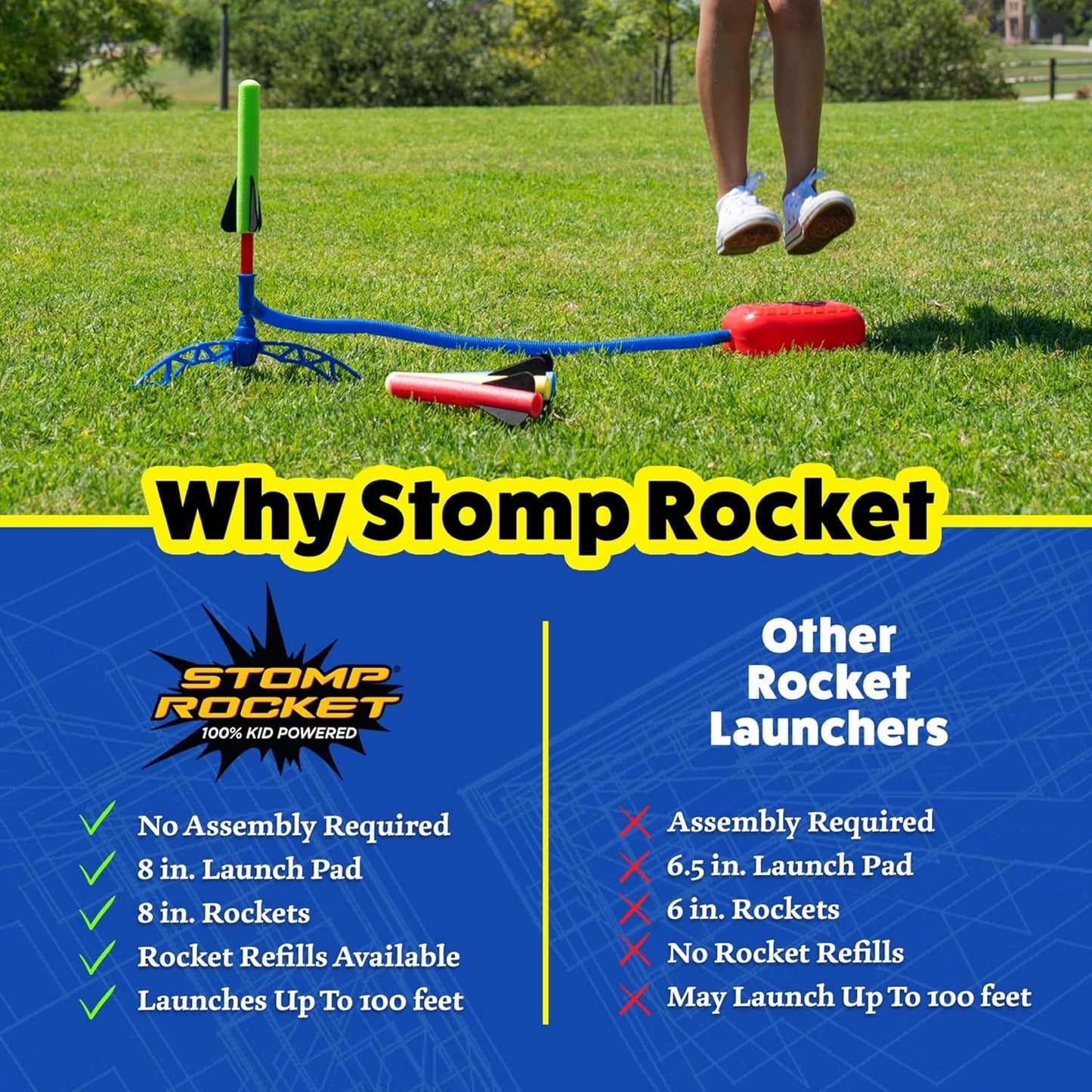 Stomp Rocket Jr. Multi-Color Rocket Launcher - Fun Outdoor STEM Toy for Kids | Soars Up to 100 Feet, Ages 3+