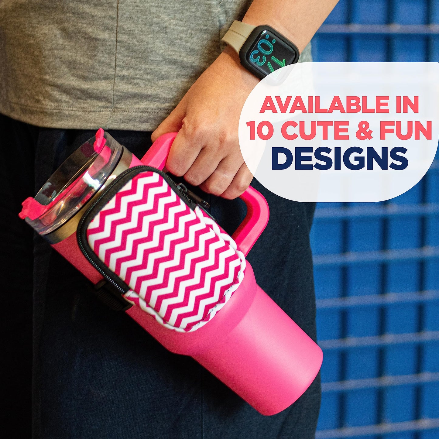 Water Cup Bottle Pouch Accessory | Compatible with Stanley Tumbler| Great for Workouts, Gym, Running, Walking, Sports| Keeps Cards, Keys, and Earphones Safe| Fun and Cute Designs (Soccer)