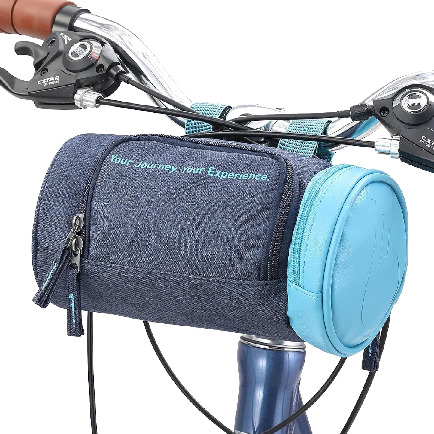 sixthreezero Front Handlebar Bike Bag, Bicycle Storage Roll Bag, 2L Capacity, Navy w/Baby Blue