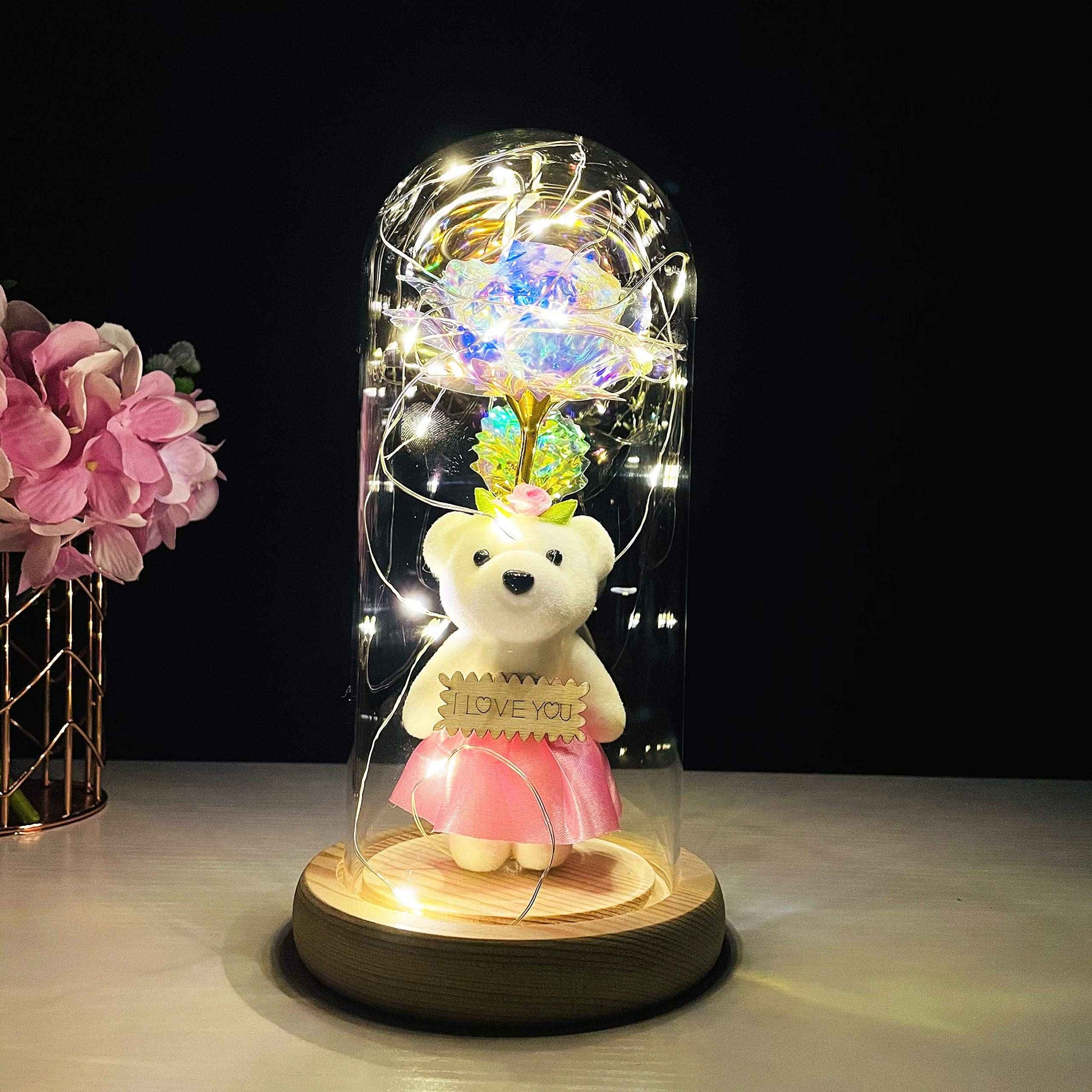 Christmas Rotating Rose Rift for Women, Rotating and Iighting Glass Dome Red Rose, and Giving It to Mother for Anniversary, Christmas and Birthday