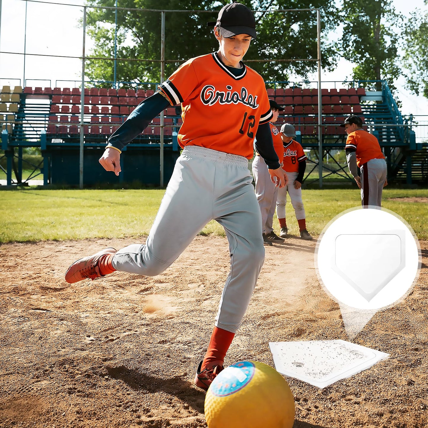 MAQUITA Baseball Home Plate Throw Down Baseball Bases Heavy Duty Pitcher's Mound Rubber Bases for Softball Kickball Practice Pitching Hitting, White