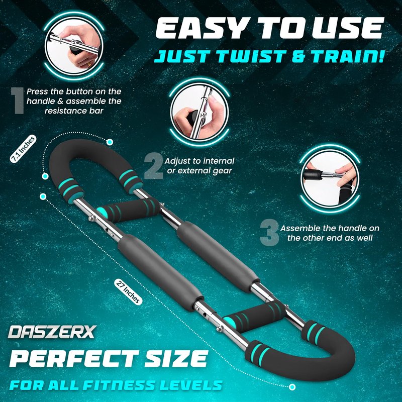 Adjustable Twister Arm Trainer for Men & Women with 2 Resistant Levels (60-100 lbs) - Full Upper Body Gorila Bar - Strengthens Arms, Shoulders, Grip & Chest Workout Equipment for Home or Gym