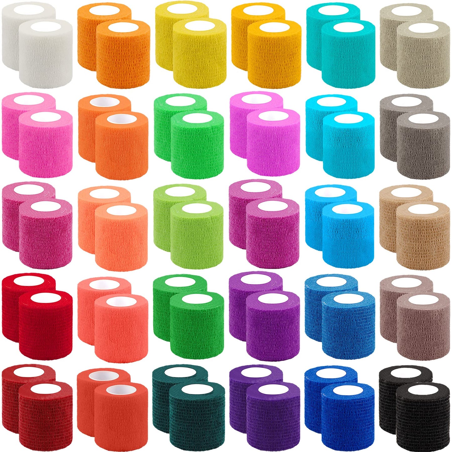 BQTQ 60 Rolls Self Adhesive Bandage Wrap 2 Inch Self Adherent Wrap Self Stick Bandages Wound Tape Stretch Bandage for Wrist Ankle Swelling Sprains(Rich Color)