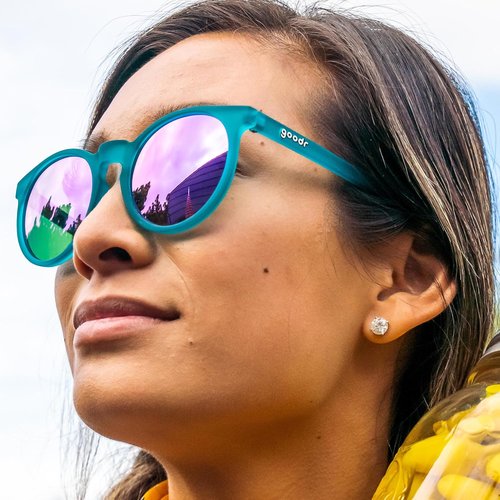 Goodr I Pickled These Myself Polarized Round Sunglasses - Teal Translucent Frames | UV400 Protection, No Slip, No Bounce