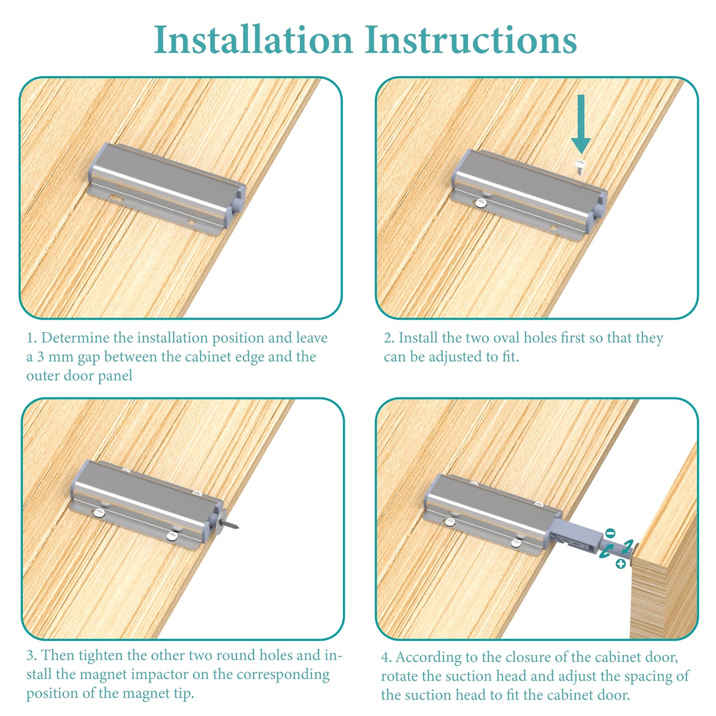 Push to Open Door Latch for Cabinet Door 2 Pack Magnetic Push to Open Cabinet Hardware Heavy Duty Touch Latch for Closet Kitchen Doors Cabinets Drawers Wardrobes