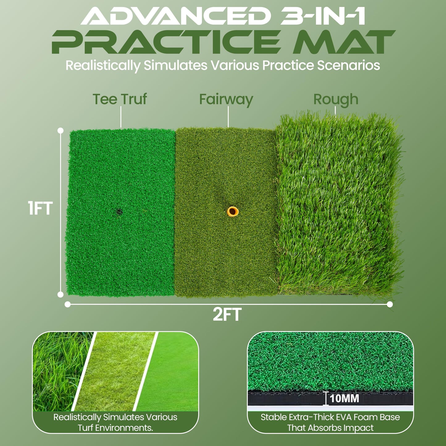 Golf Practice Net for Backyard 10x7ft – Golf Hitting Net for Backyard with Tri-Turf Mat, 20 Pack Foam Balls, Training Driving Chipping Swing – Indoor Outdoor Sports for Men, Dad, or Home Training