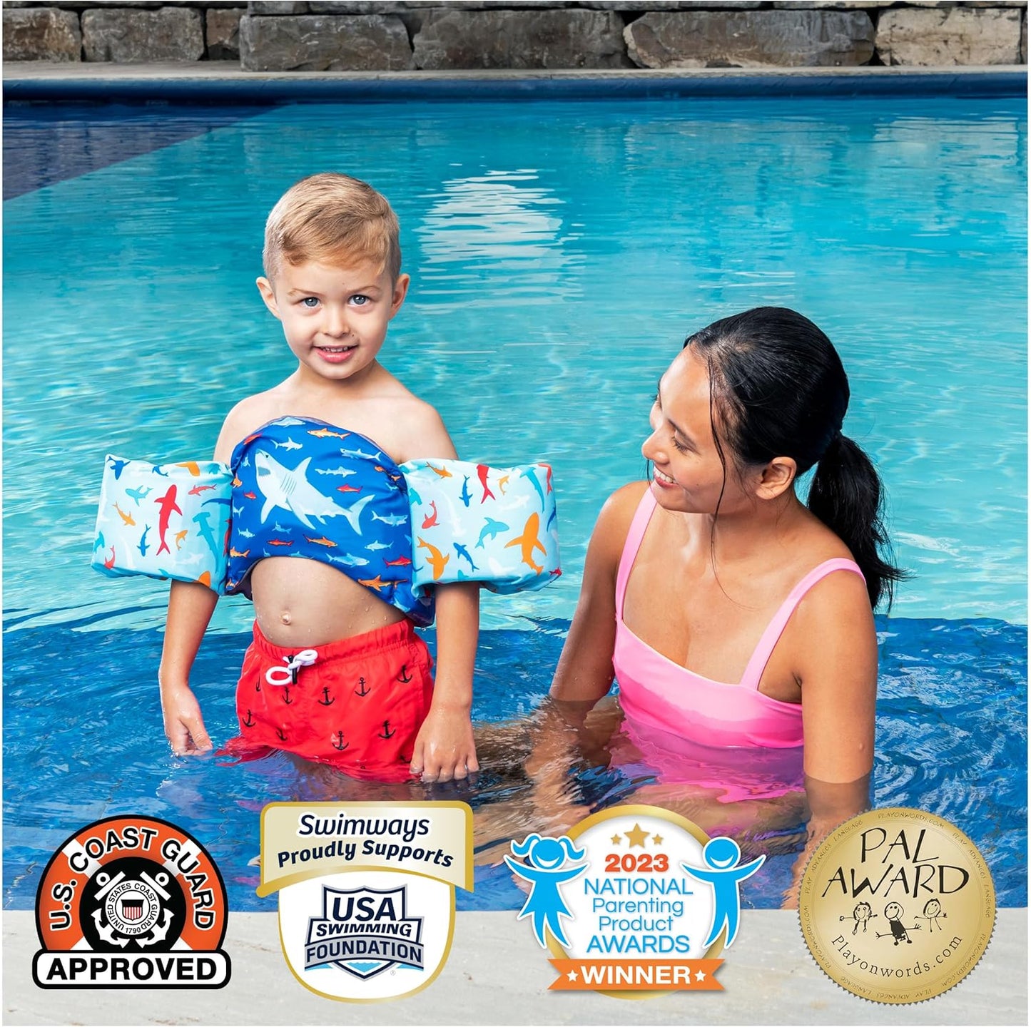 SwimWays Swim Trainer - US Coast Guard Approved Kids Swim Vest for Safety & Comfort