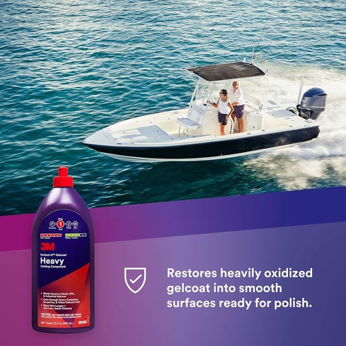 3M Perfect-It Gelcoat Heavy Cutting Compound - Fast Marine Oxidation Remover for Boat & RV Gelcoat, 1 Quart