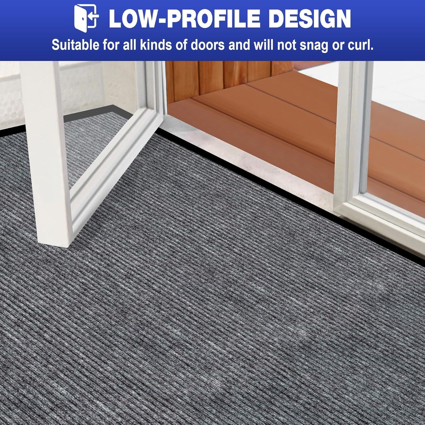 ToLanbbt 4' x 8' Front Door Mat Extra Large Commercial Industrial Rug Heavy Duty Outdoor Indoor Entryway Doormat Low Profile Welcome Entry Door Mat Non Slip Backing for Entrance Home Office, Gray
