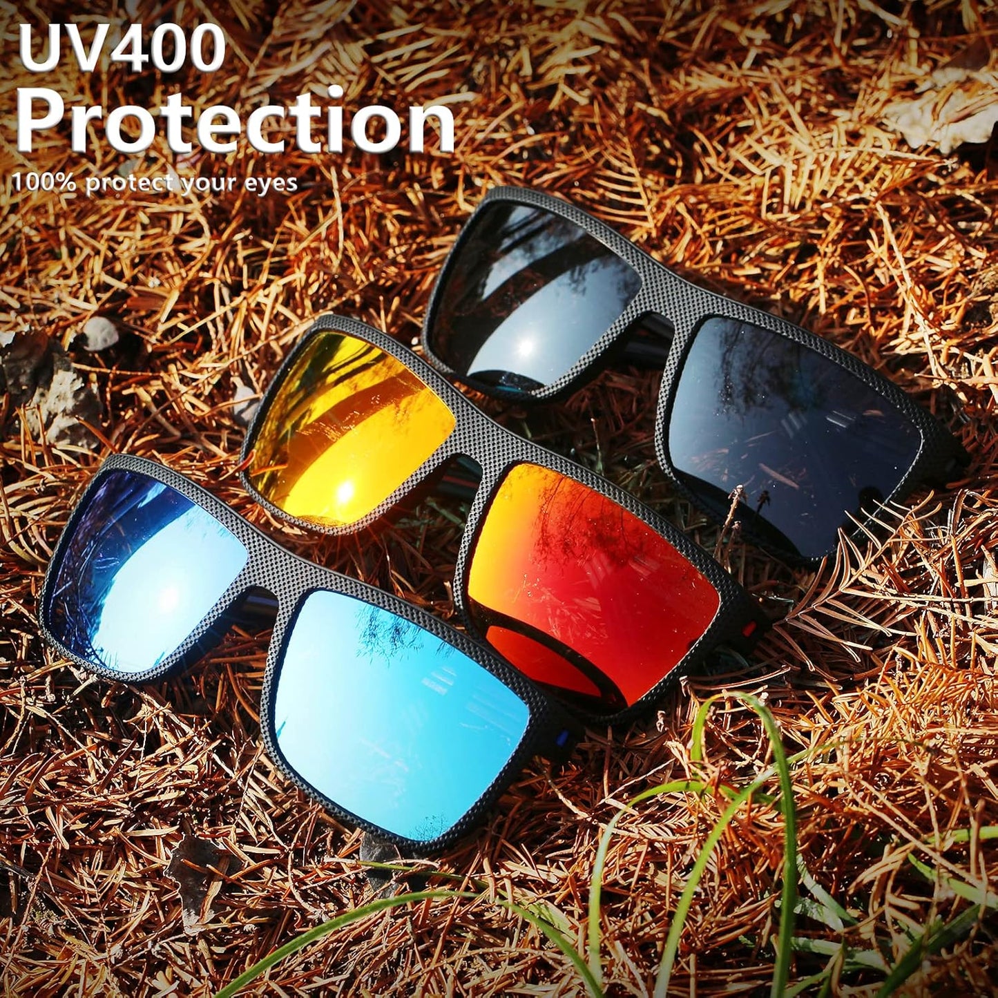 Skiennix Square Polarized Sunglasses - Vintage Style UV Protection for Men | Lightweight Frame