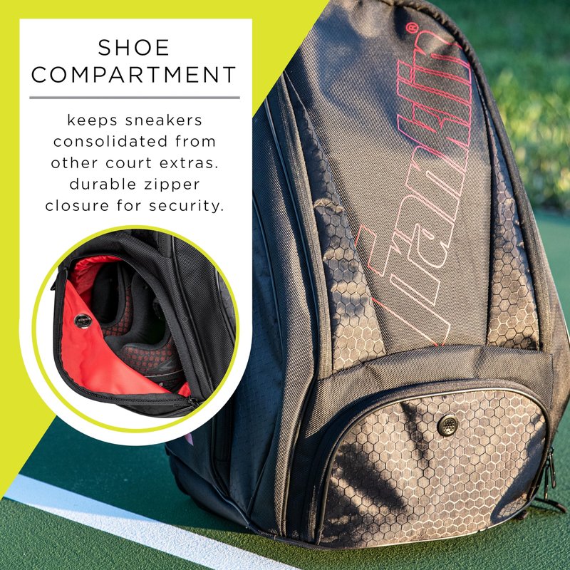Franklin Sports Pickleball Bags - Deluxe Competition Pro Backpack for Gear + Equipment - Pickleball Bag for Men + Women - Holds Paddles, Balls + Accessories - Elite Nylon Fabric
