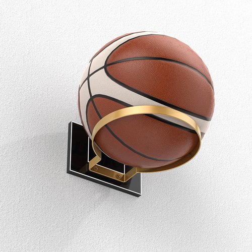 Ball Holder Wall Mount - Basketball, Soccer, Football & Volleyball Display Rack | Acrylic Base & Gold Metal Ring