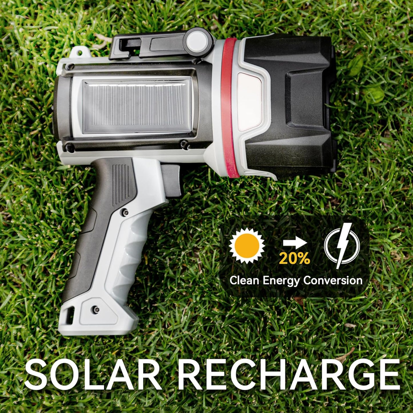 200000 Lumen Rechargeable Spotlight Flashlight - Super Bright LED Handheld Light for Hunting, Boating & Camping