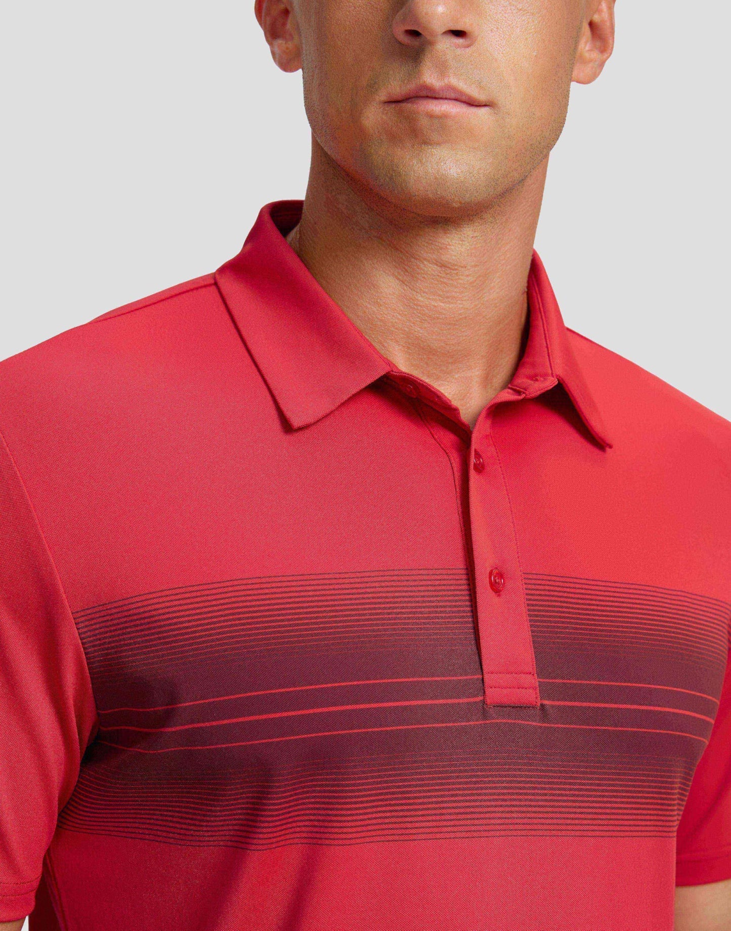 Men's Golf Shirts Dry Fit Moisture Wicking Performance Short Sleeve Collared Polo Shirts for Casual Athletic Business (Red Stripe, 4XL)