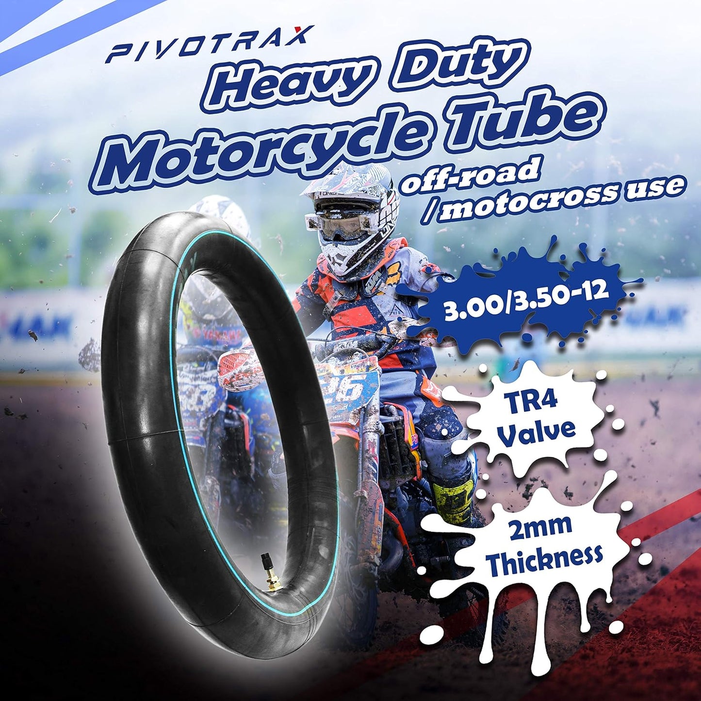PIVOTRAX Heavy Duty Inner Tube 3.00-12 | 2mm Thickness with TR4 Valve for Honda, Suzuki, Kawasaki & Yamaha