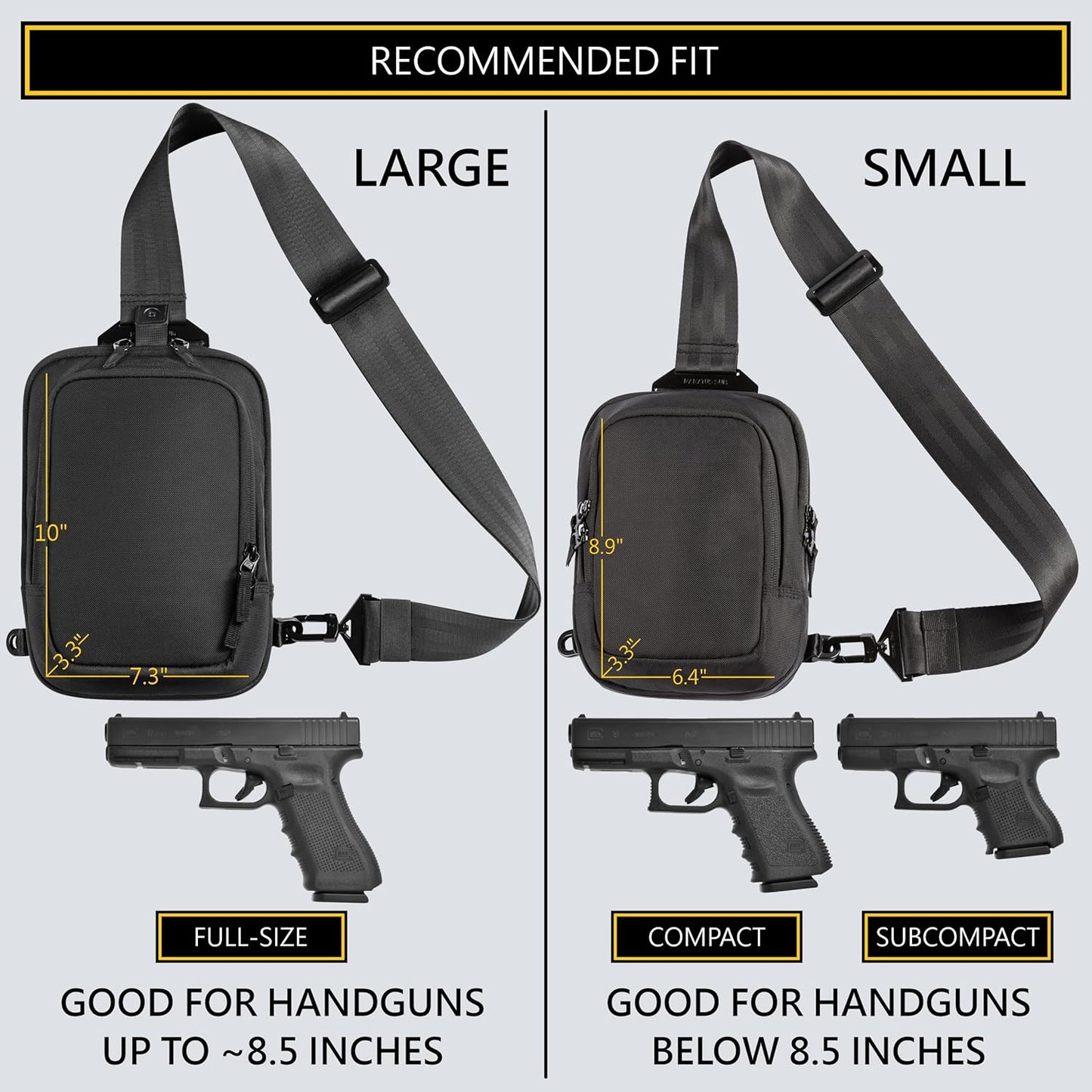 Skiennix Premium Discreet Tactical CCW Sling Bag - Concealed Carry Crossbody Pack (Black, Small)