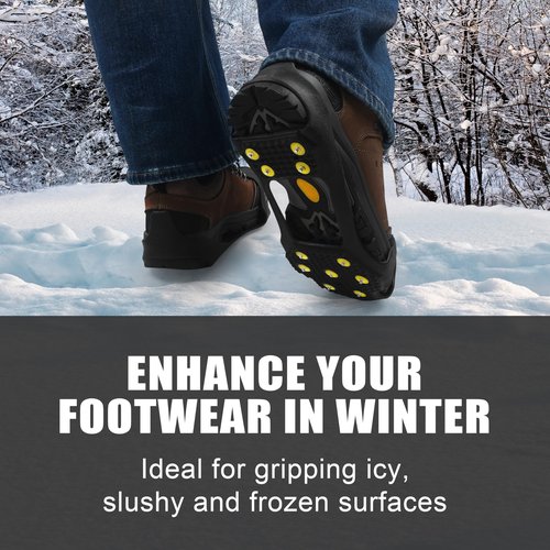 Ice Cleats for Shoes and Boots, Walk Traction Snow Cleats Crampons Anti Slip 11 Studs Ice Shoes Grippers for Women Men Ice Fishing Walking on Snow Ice