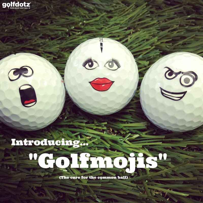 USGA Rule Conforming Golf Ball Markers, Golf Ball Stickers for Marking Balls, No More Smearing from Stamps, Gifts for Golfers, Dads, and Retirees, (Golfmoji Guys; 12-Count)