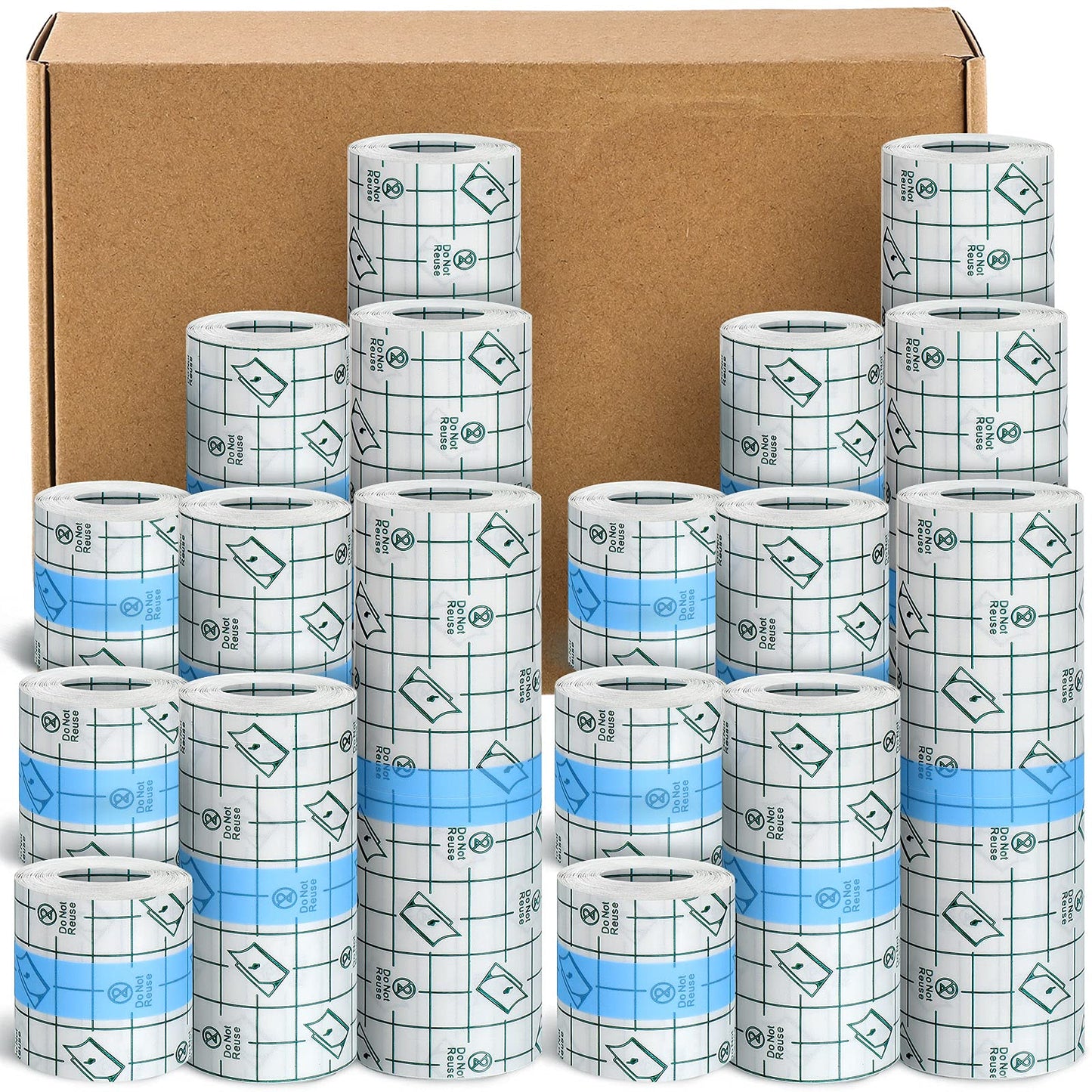 Zonon 18 Rolls Tattoo Aftercare Bandage Waterproof Transparent Stretch Adhesive Bandages Clear Adhesive Bandages Dressing Tape Second Skin Tattoo Cover for Swim, 3 Size(2 Inch, 4 Inch, 6 Inches Wide)