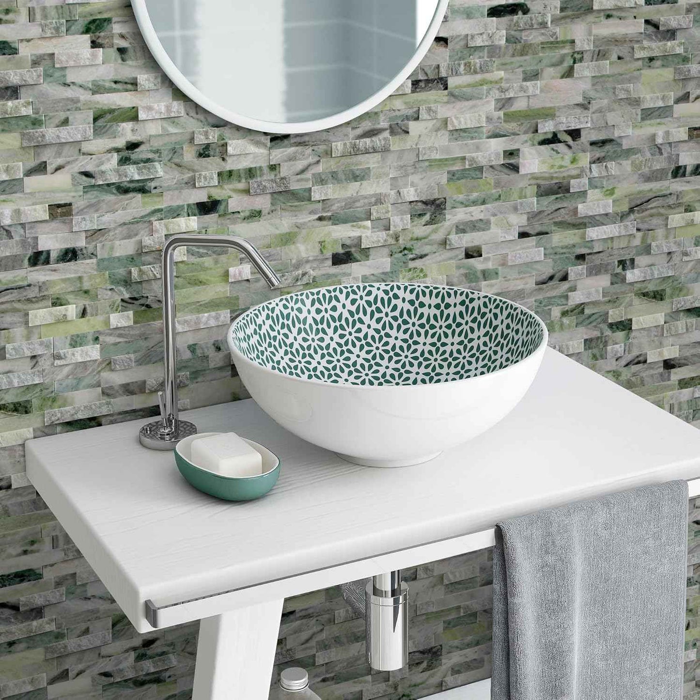 Peel and Stick 3D Stone Mosaic Tiles - 12x11" Self-Adhesive Backsplash for Kitchen & Bathroom - 5 Sheets, Mixed Tan