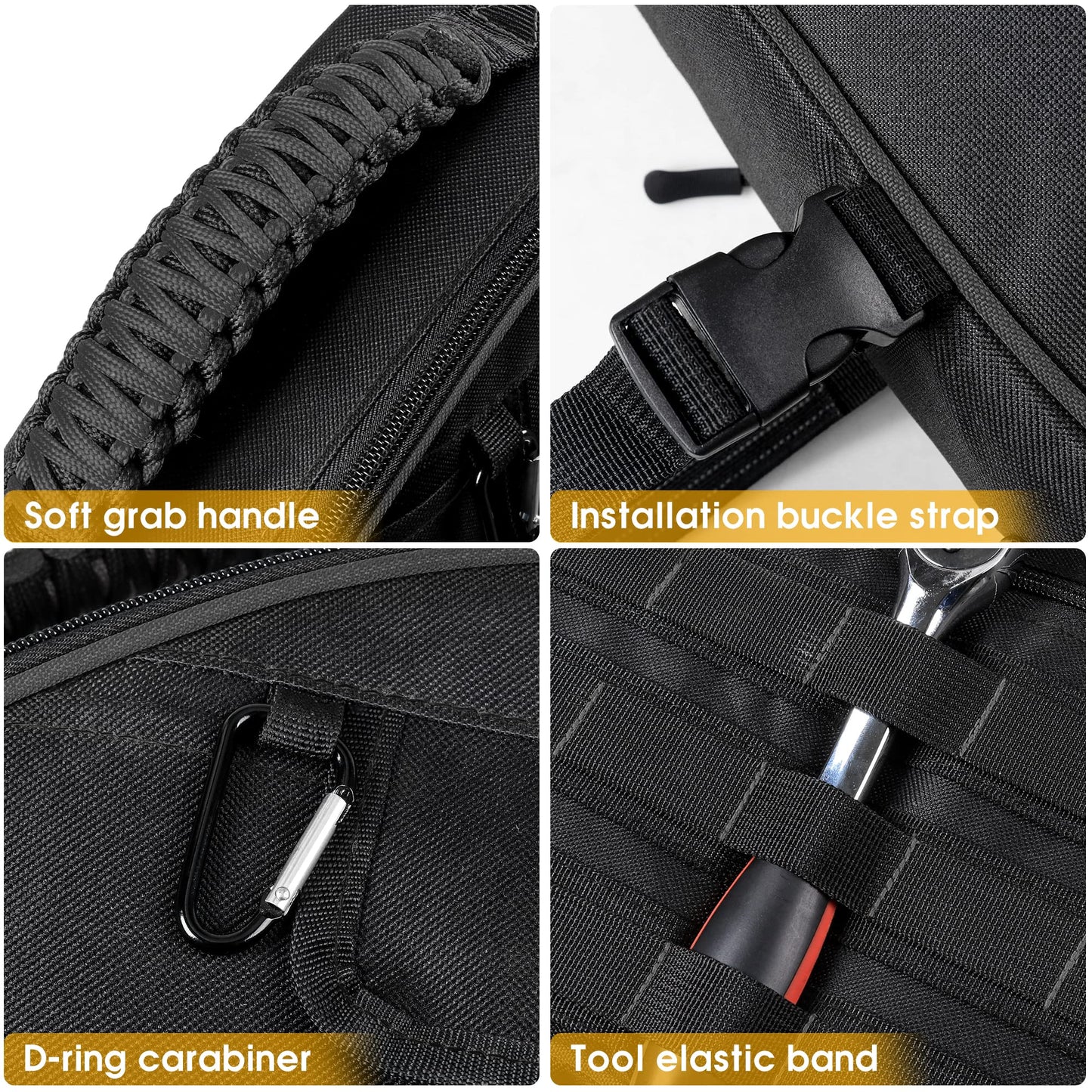 BESTAOO Roll Bar Storage Bag Cargo Cage for Ford Bronco 2021 2022 2023 2024 2025 2026 4 Door Accessories with Multi-Pockets Organizers & Cargo Bag Saddlebag Tool Kit