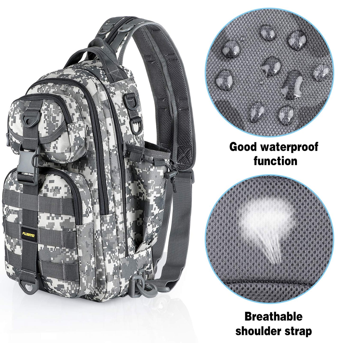 PLUSINNO Fishing Backpack Tackle Bag, Water-Resistant Backpack with Rod Holder, Ideal Shoulder Bag Gifts for Men