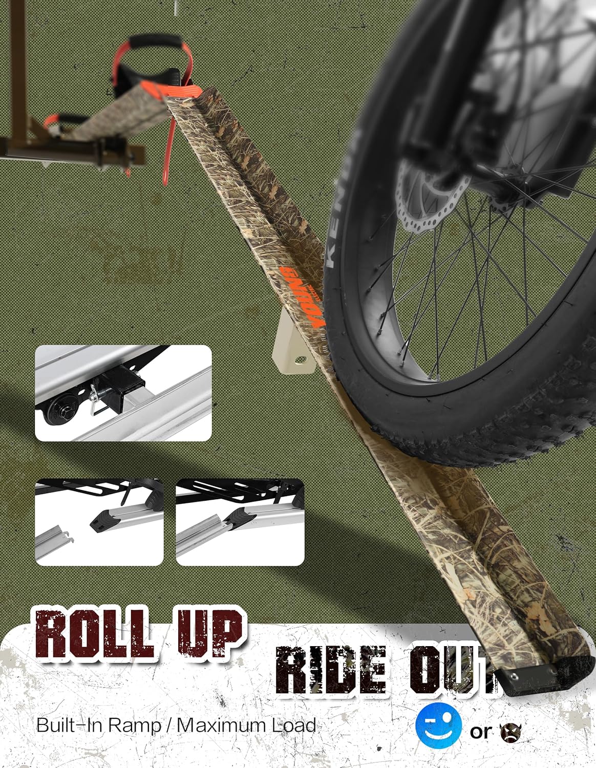 Young Bike Rack - Hitch Mount Bicycle Car Rack for 2 E-Bikes | 200lbs Capacity, Foldable, Anti-Wobble, Camo