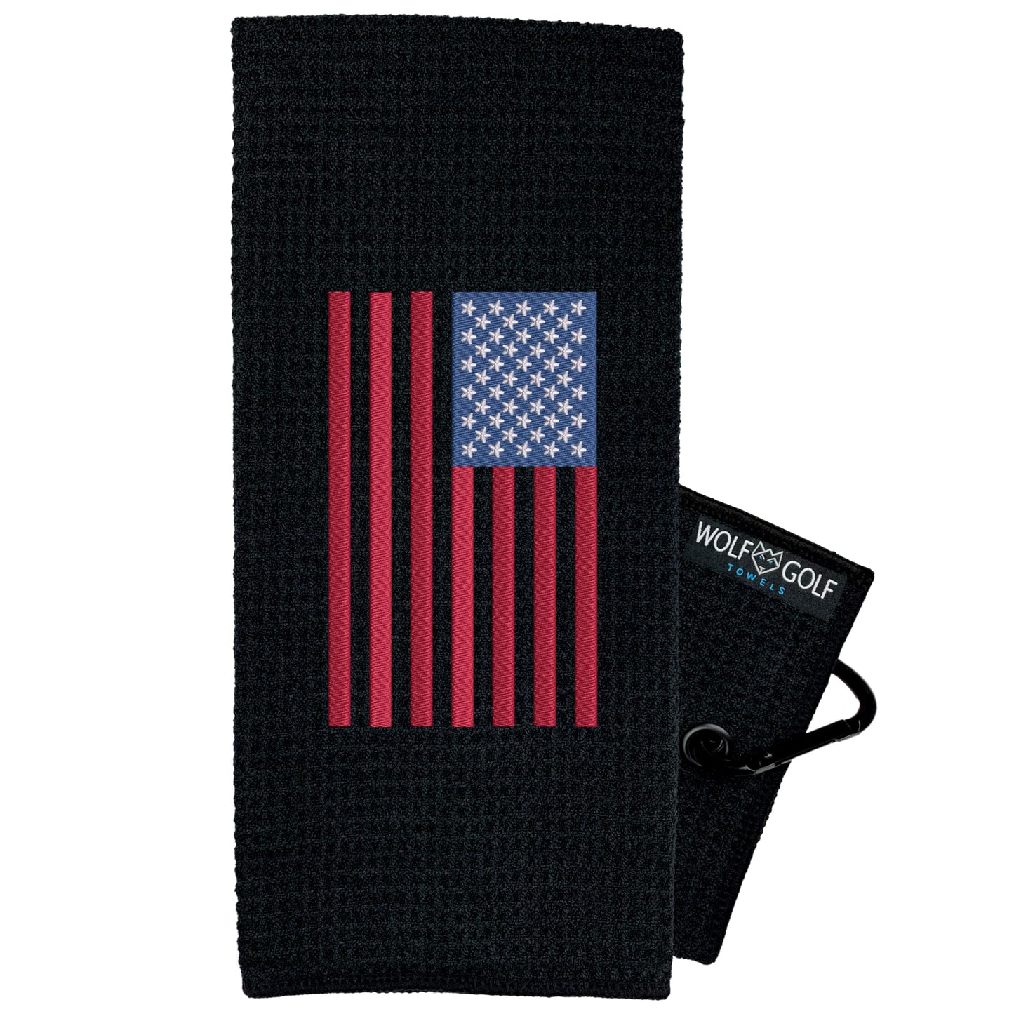 Wolf Golf Towels - American Flag Golf Towel - Embroidered USA Golf Towel - Golf Gift for Men or Women - Golf Accessories for Women or Men