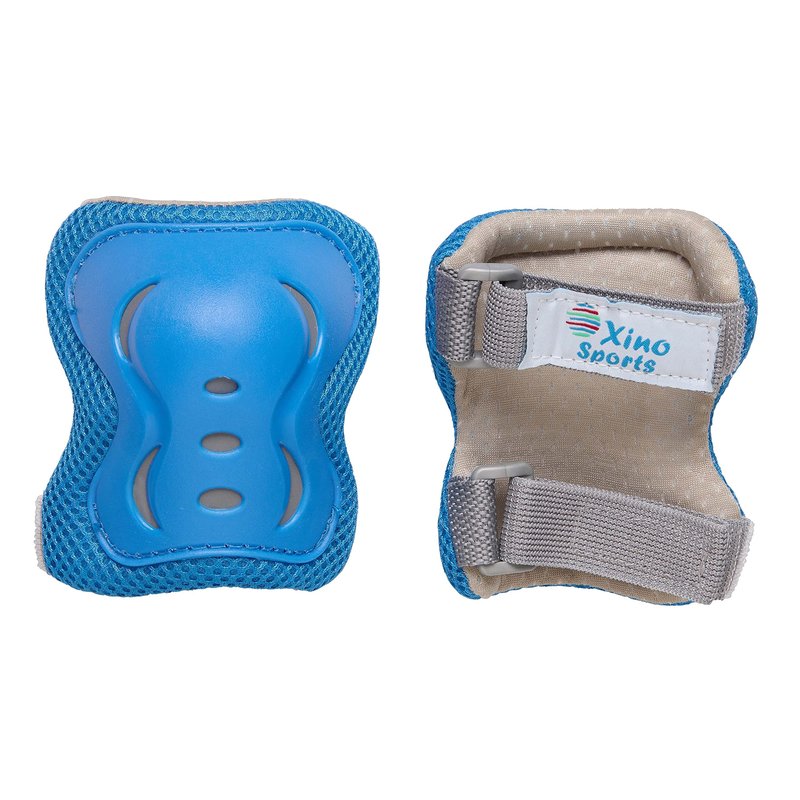 Xino Sports Kids/Youth Protective Gear Set - Knee Pads, Elbow Pads, Wrist Guards, Reflective Gear for Night Riding, for Roller Skates, Skateboard, Inline Skates, Scooter Riding for Ages 3 - 8, Blue