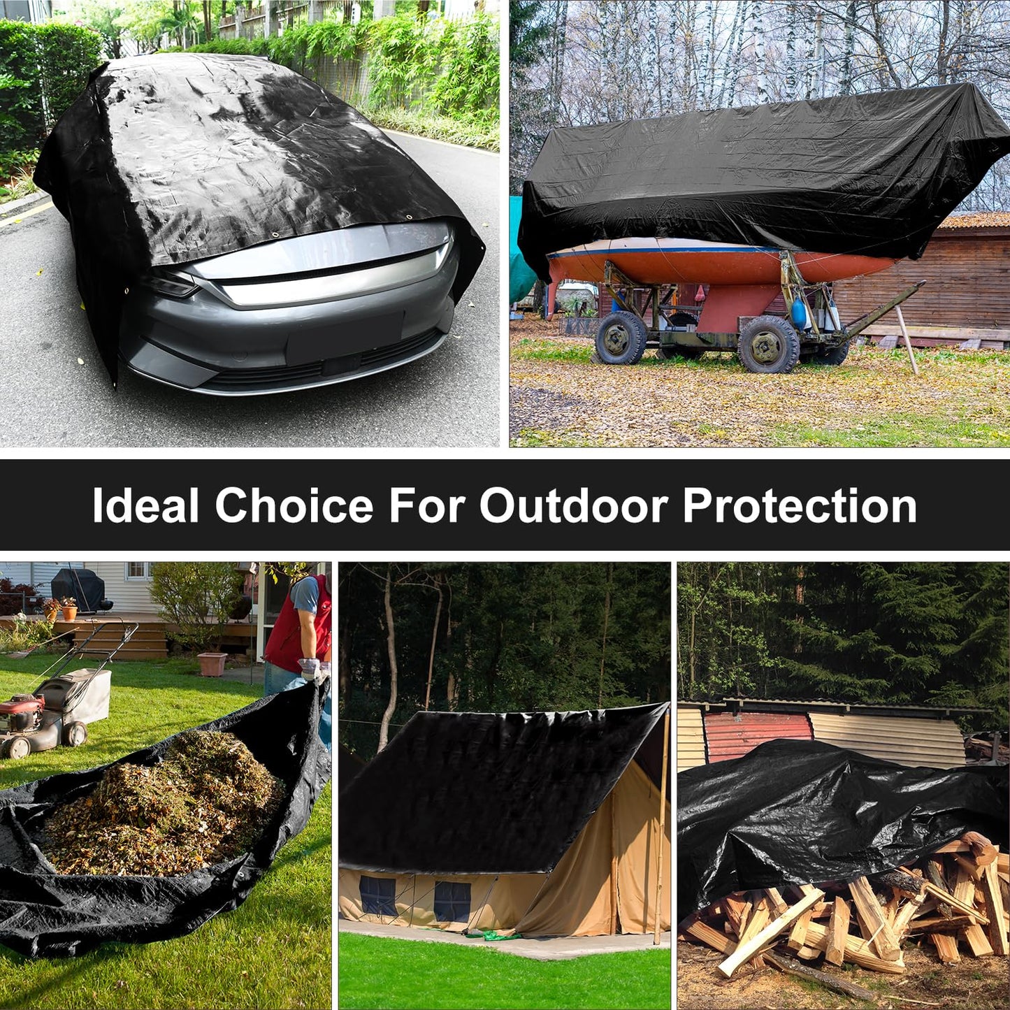 Patiobay Tarp 8x10 Feet, 8 Mil Waterproof Tarps Heavy Duty with Grommets Every 23.6", Thick Plastic Tarp, UV Resistant Tear&Fade Resistant, Reinforced Edges for Outdoor Pool Camp Tent