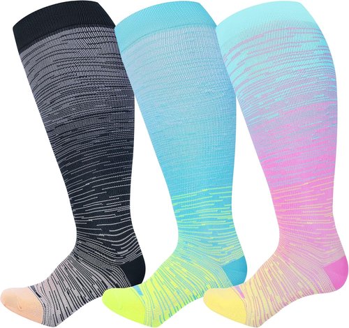 LEVSOX Plus Size Compression Socks - Extra Large 15-20 mmHg Knee High for Women & Men | Ideal for Nurses & Travel