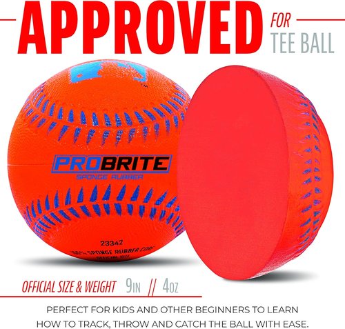 Franklin Sports - Pro Brite Neon Rubber Teeball - Youth T-Ball for Indoor & Outdoor Play