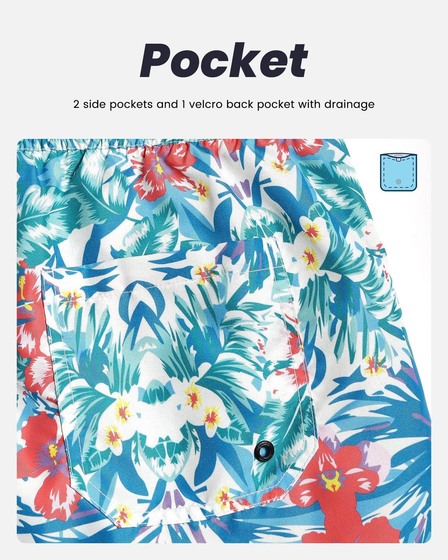 maamgic Mens Swim Trunks Quick Dry Swim Shorts with Mesh Lining Funny Swimwear Bathing Suits 7inch Hawaii Floral Medium