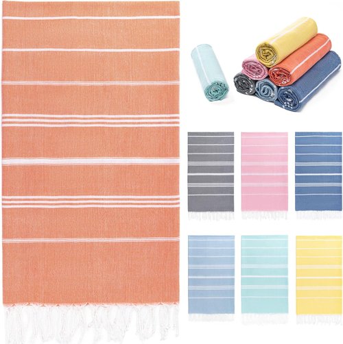 Aegero Turkish Beach Towel - Oversized 36"x71" Quick Dry Sand-Free Lightweight Coral Travel Essential
