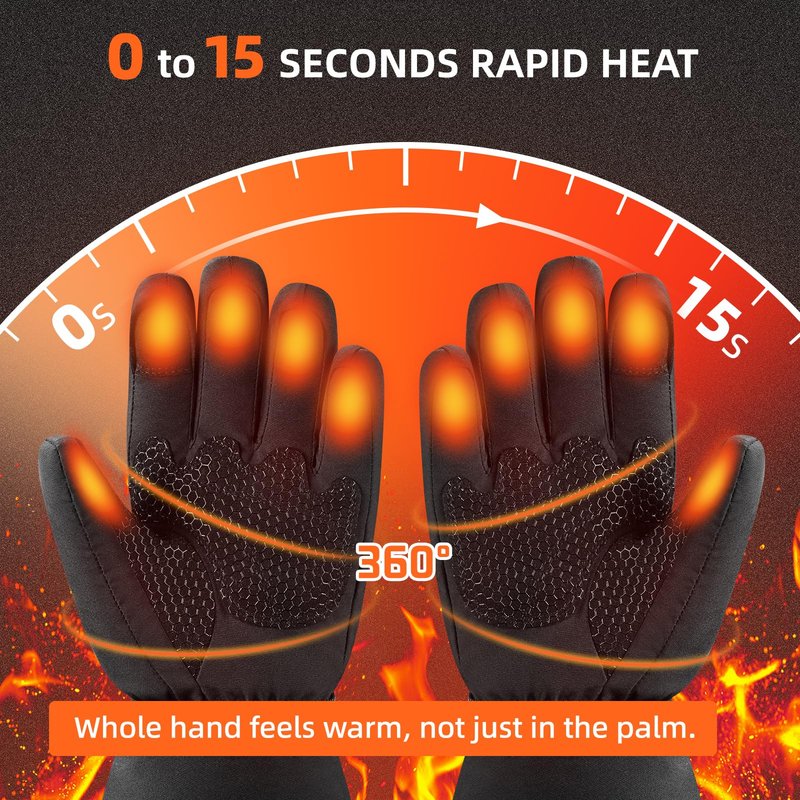 Heated Gloves for Men Women, 7.4V 3000mAh Heated Gloves Rechargeable with Touchscreen, Waterproof Electric Heated Ski Gloves for Winter Outdoor Work Hunting Motorcycling Hiking Skiing