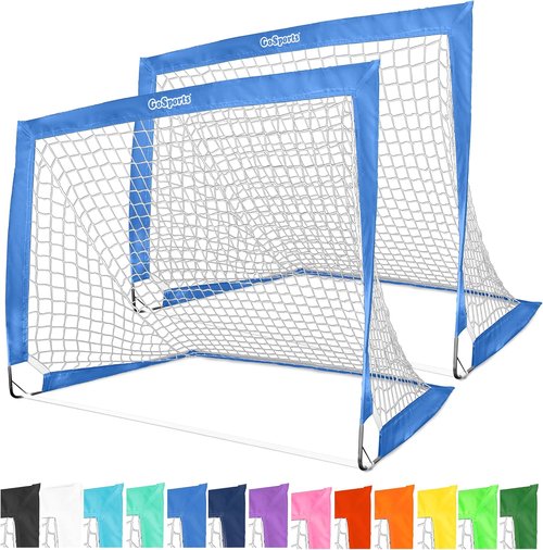 GoSports Portable Soccer Goals for Kids - 4 x 3 ft | Set of 2 Pop-Up Nets in 13 Colors