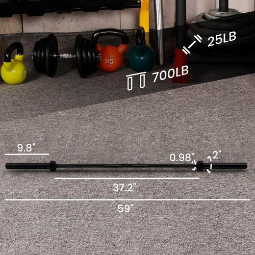 Fitvids Olympic Barbell Bar for Weightlifting and Power Lifting, 700 Pound Capacity, 5-Foot,Black