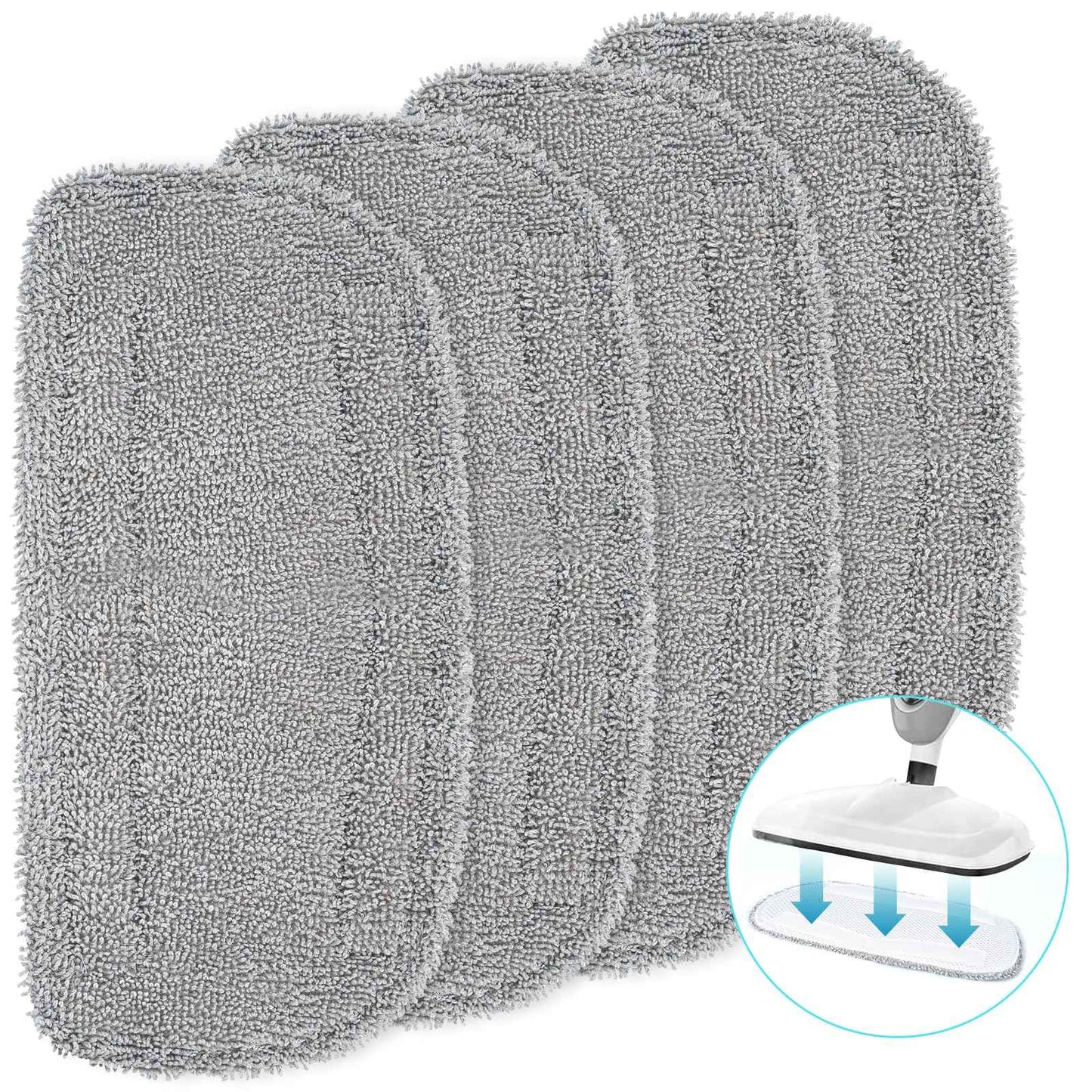 LOVECO 4 Pack Steam Mop Pads Compatible with GorFanty GF-6610B/GF-6610, Neugo NE033/NE033M & Mxnsewr, Washable Microfiber Steam Mop Replacement Pads for Multi-Surface Cleaning