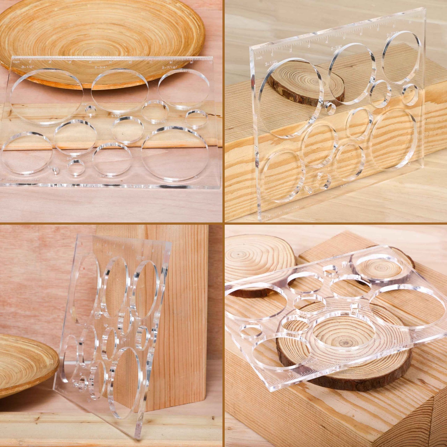 Soimuk Router Templates for Woodworking,Router Jig Circle Inlay Templates Decorative,13-in-1 Router Templates(10 * 7.8 inches)