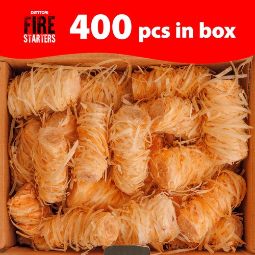 DIMTORI 400 pcs Fire Starter - Natural Fire Starters for Campfires, Fire Pit, Pizza Oven, Fireplace, Smoker, BBQ, Pellet Stove & Wood - Fire Starters for Grill, Charcoal Starter
