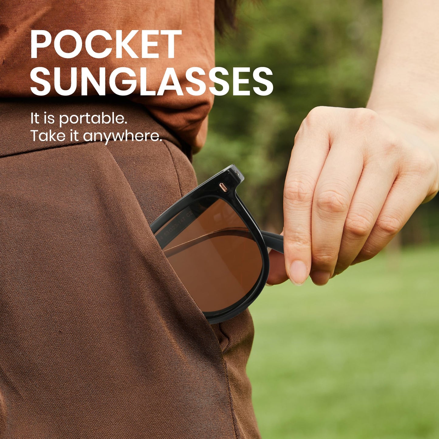 Cyxus Foldable Polarized Sunglasses for Women Men, 24g TR90 Square Frame 99.99% UV Protection Beach Driving Outdoor P1576