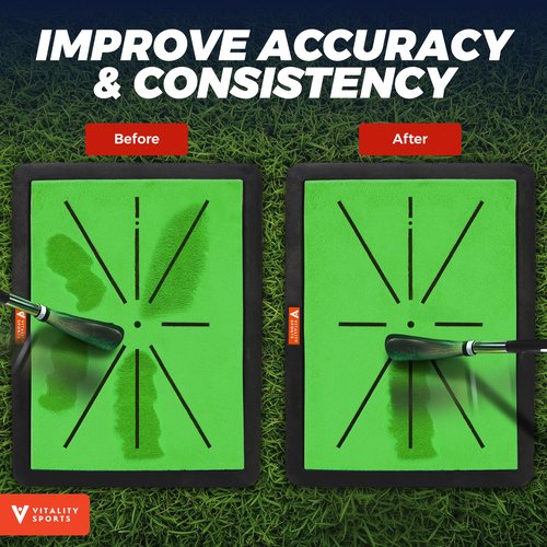 Premium Golf Hitting Mat - Golf Swing Path Trainer & Divot Board, Outdoor Indoor Practice Mat, Golf Swing Detection & Training Impact Mat for Golfers.