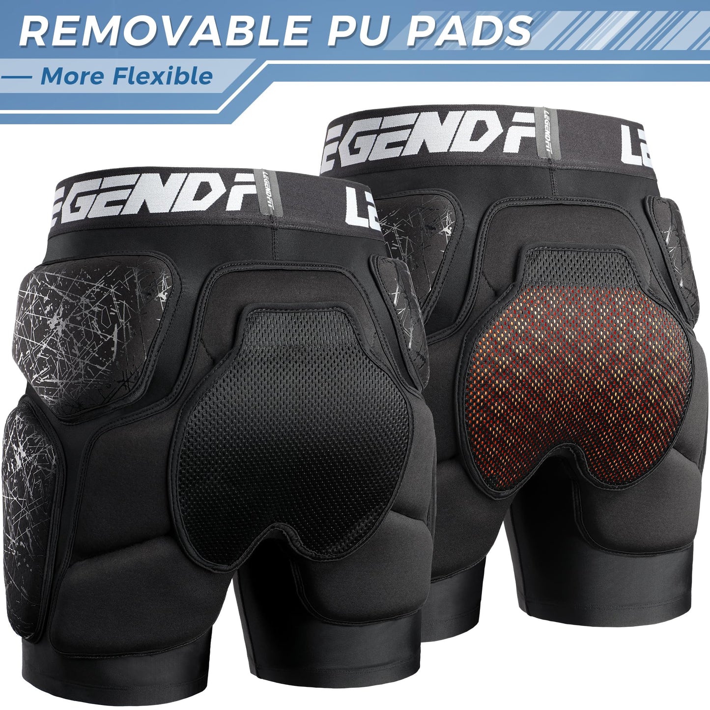 Legendfit Protective Padded Shorts for Snowboard Ski Ice Skating Skateboard Hip Butt Tailbone Protection for Men Women Youth