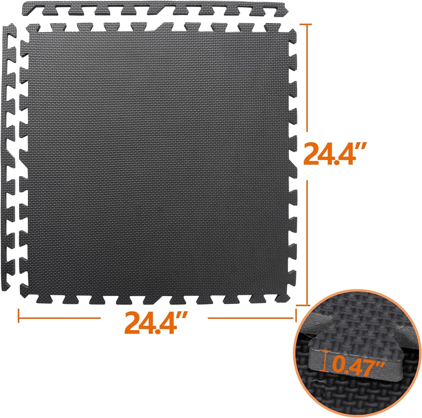 Smartxchoices Puzzle Gym Mats - 1/2" Thick EVA Foam Interlocking Tiles for Home Gym | 48 Sq Ft, Black